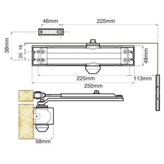 Union RretoV Size 3-4 Overhead Door Closer (RETROV)