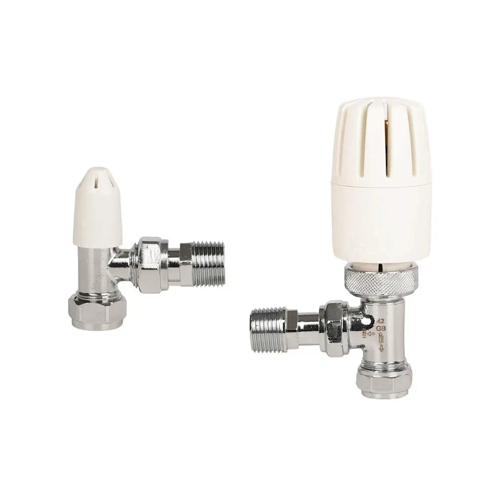 Pegler Bulldog 15mm x 1/2" Angled Thermostatic + Lockshield Radiator Valve