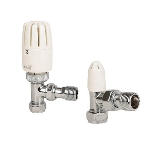 Pegler Bulldog 15mm x 1/2" Angled Thermostatic + Lockshield Radiator Valve