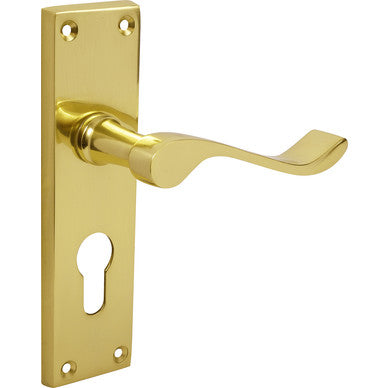 Victorian Scroll Lever Euro Handle Brass